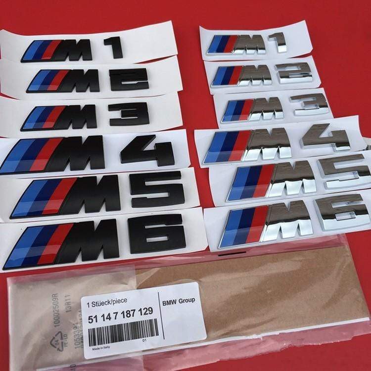 Gnnlor pour BMW M M1 M2 M3 M4 M5 M6 M7 M8 X4M X5M X6M ， Emblème de numéro de Lettre dautocollant de Badge de Coffre de Voiture
