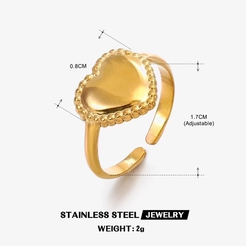 304 Stainless Steel 18K Gold Plated IG Style Plating Heart Shape Open Ring