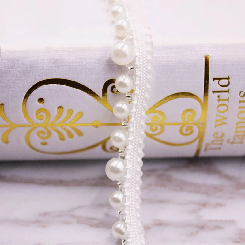 1yard/lot Vintage White/Black Beaded Lace Trim Tape Fabric Ribbon DIY Collar Sewing Garment Headdress Materials Sewing Craft
