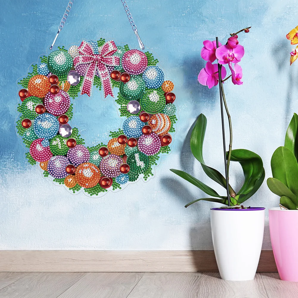DIY Flower Wreath Acrylic Special Shaped Diamond Painting Wall Decor Wreath