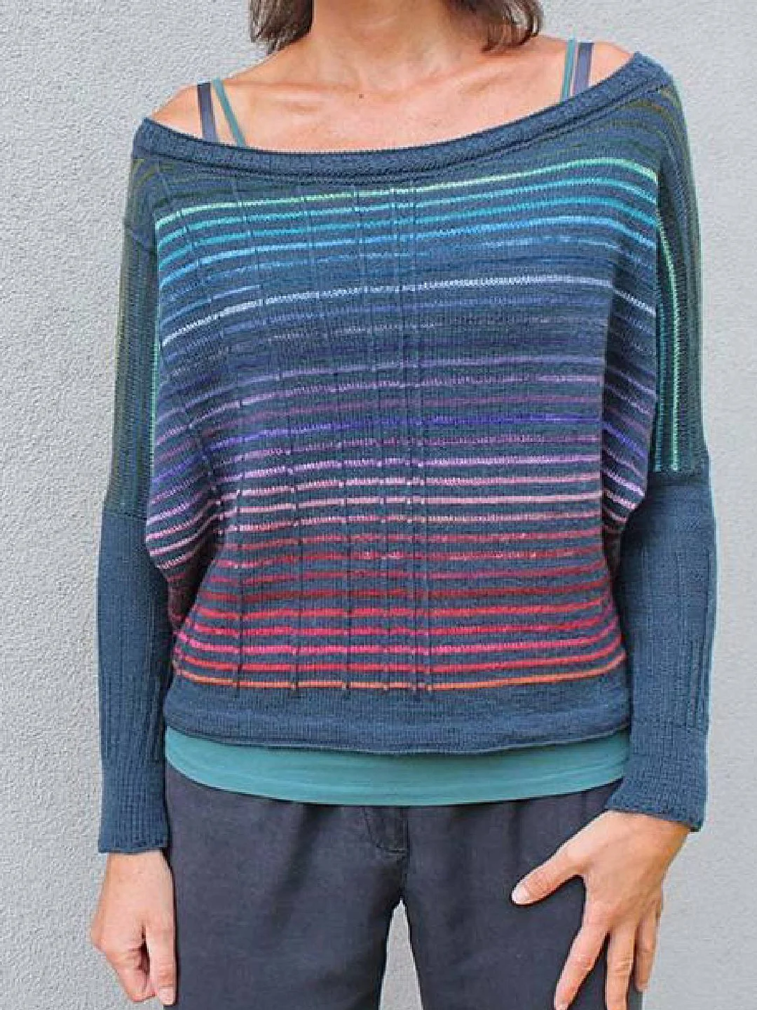 Blue Cotton-Blend Casual Sweater | EGEMISS