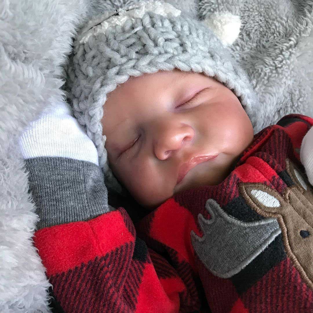 [🎄Holiday] 12'' Realistic Reborn Baby Boy Dolls, Sleeping Silicone Newborn Baby Archer with Hand-painted Hair