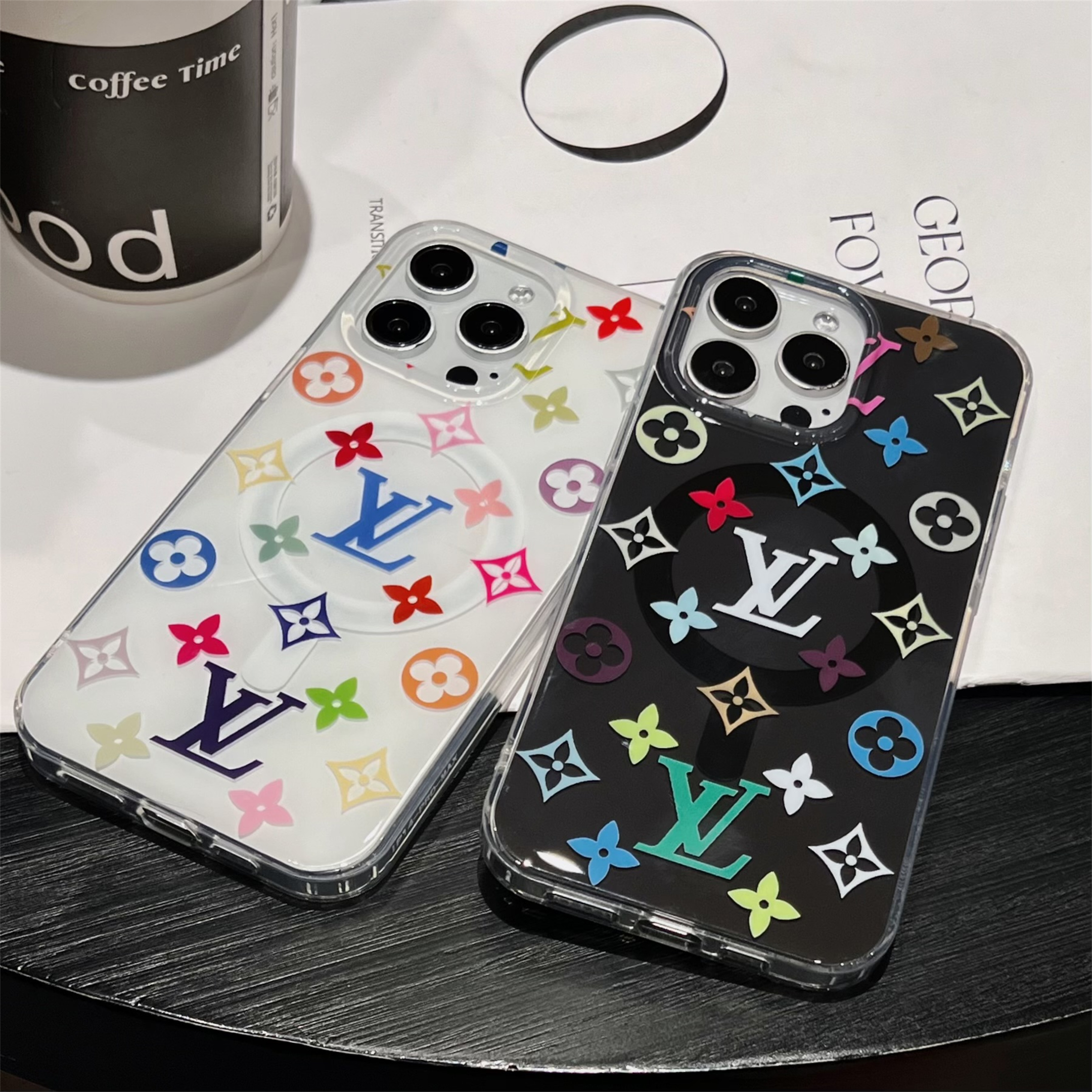 LV Colorful Monogram MagSafe TPU Drop Protection Apple iPhone Case