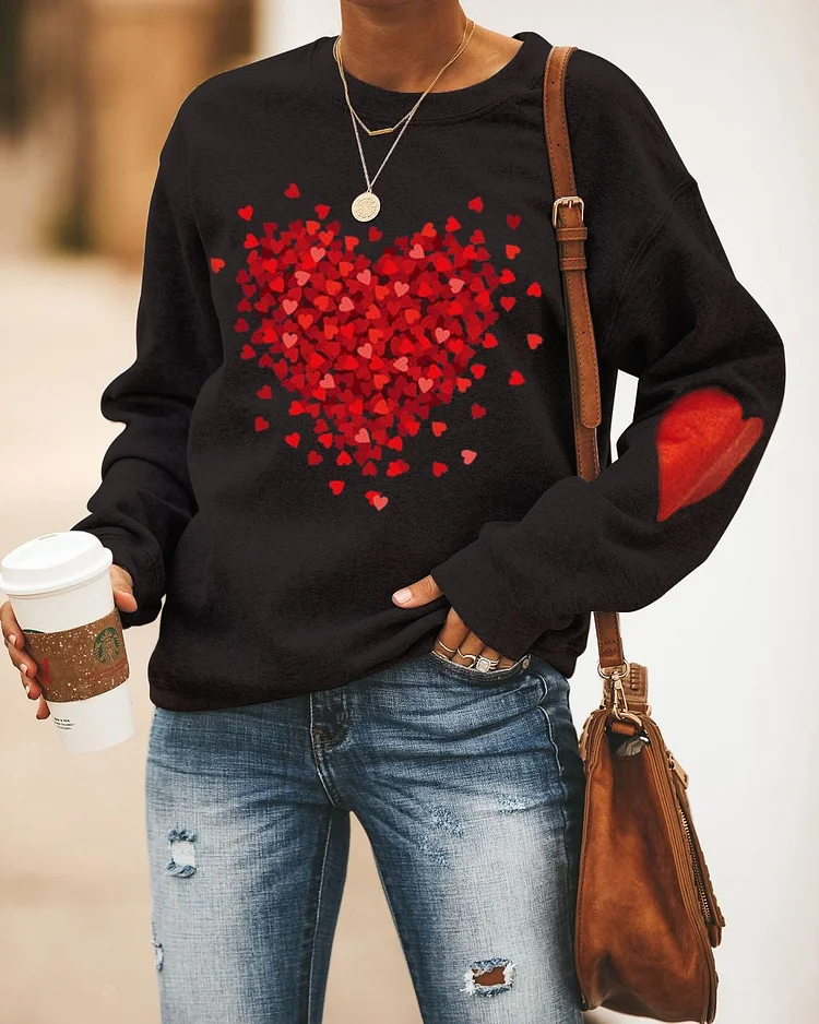 Valentine\'s Day Love Heart Casual Sweatshirt