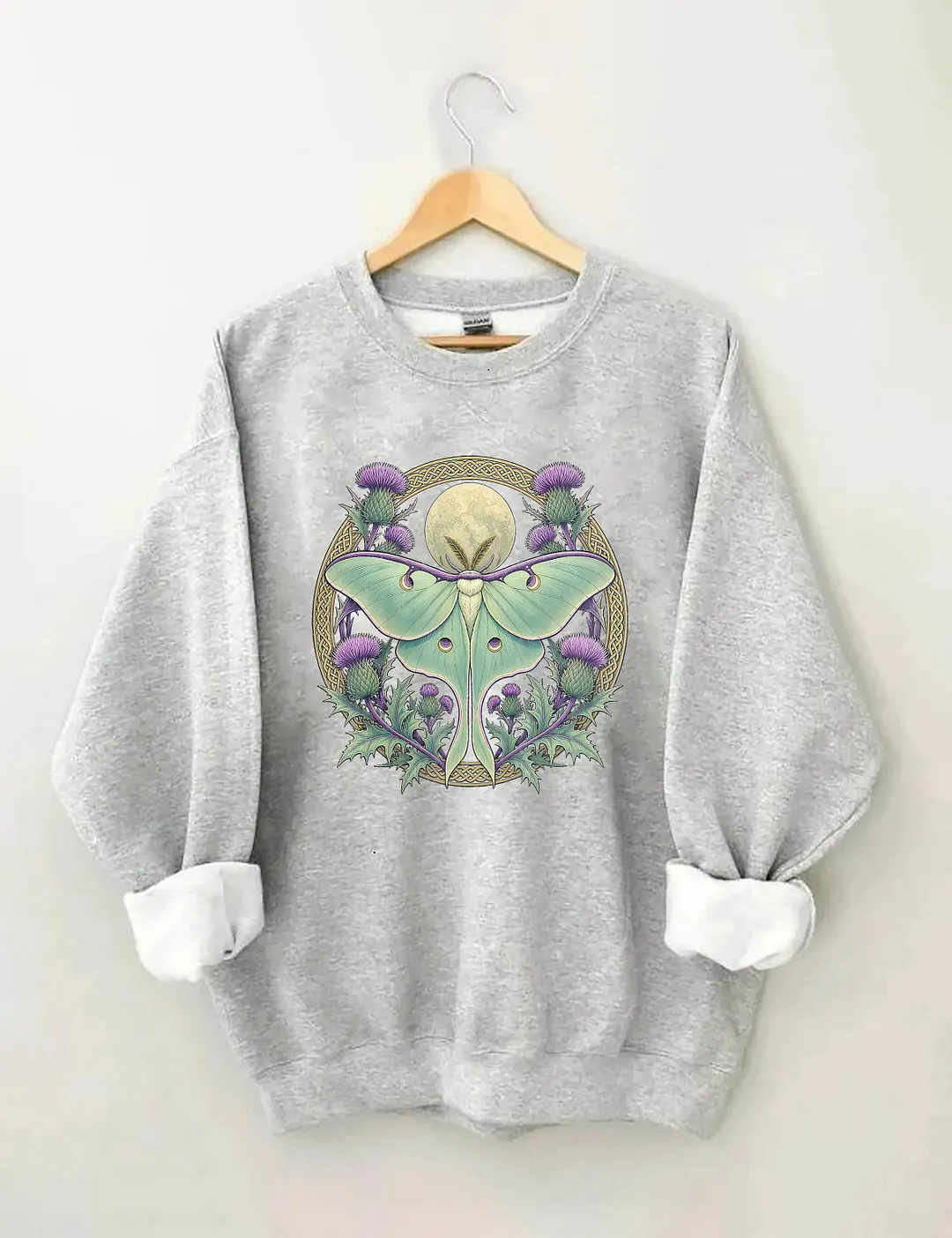 Scottish Thistle Luna Moth Sweatshirt