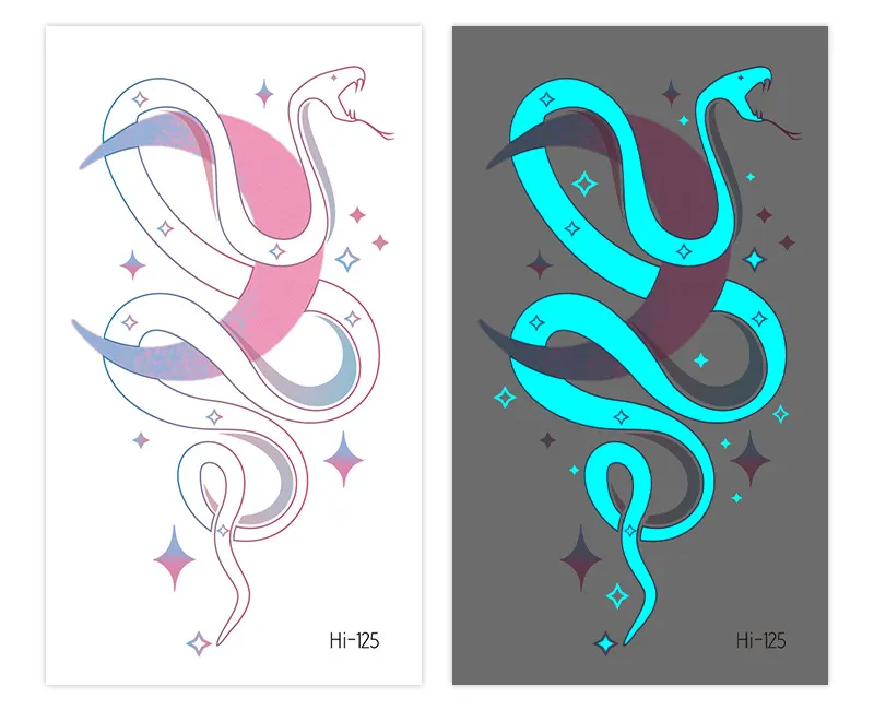 Sdrawing Luminous Glowing In Dark Tattoo Stickers Butterfly Daisy Flower Music Night Club Party Temporary Tattoos Shiny Body Art
