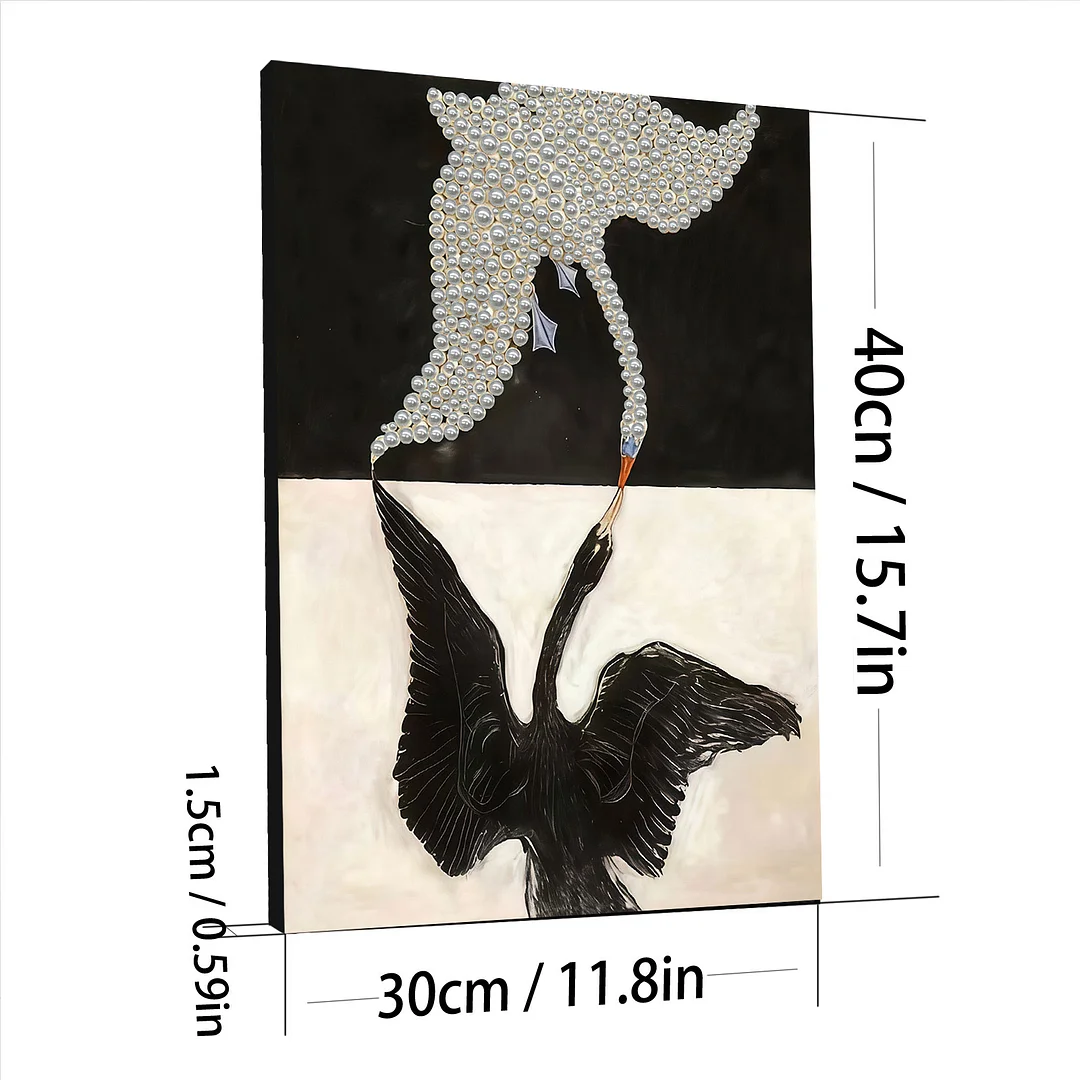 Black And White Swans - DIY Pearl Diamond Art Kit With Frame 30*40cm