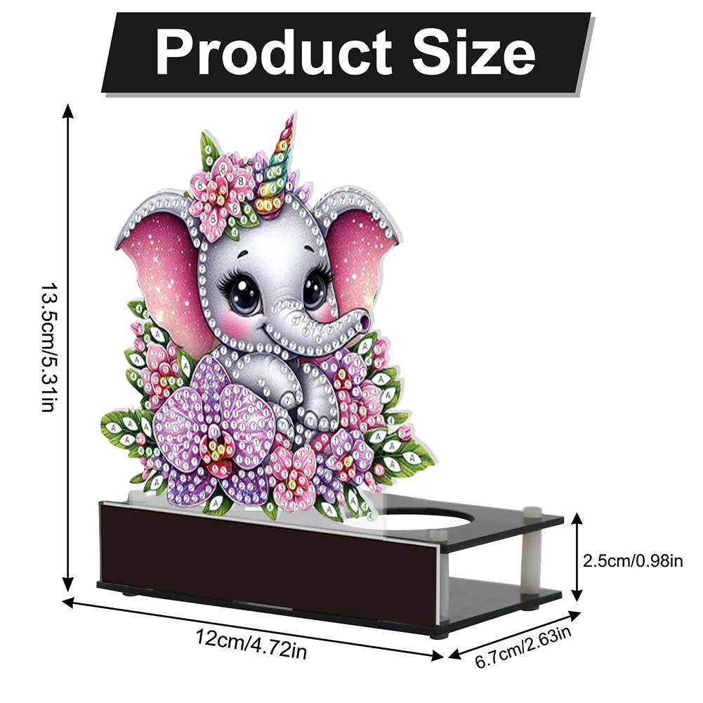 5D DIY Flower Elephant Diamond Art Mini Candle Holder for Aromatherapy Art Crafts