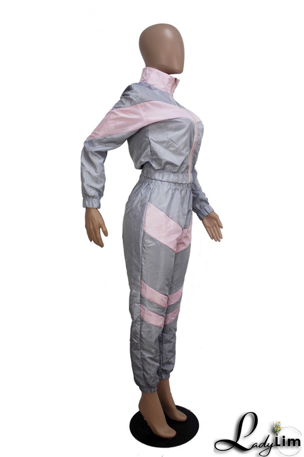 Blue Fashion Casual Patchwork Solid Split Joint Zipper Collar Long Sleeve Two Pieces(Without Pocket)