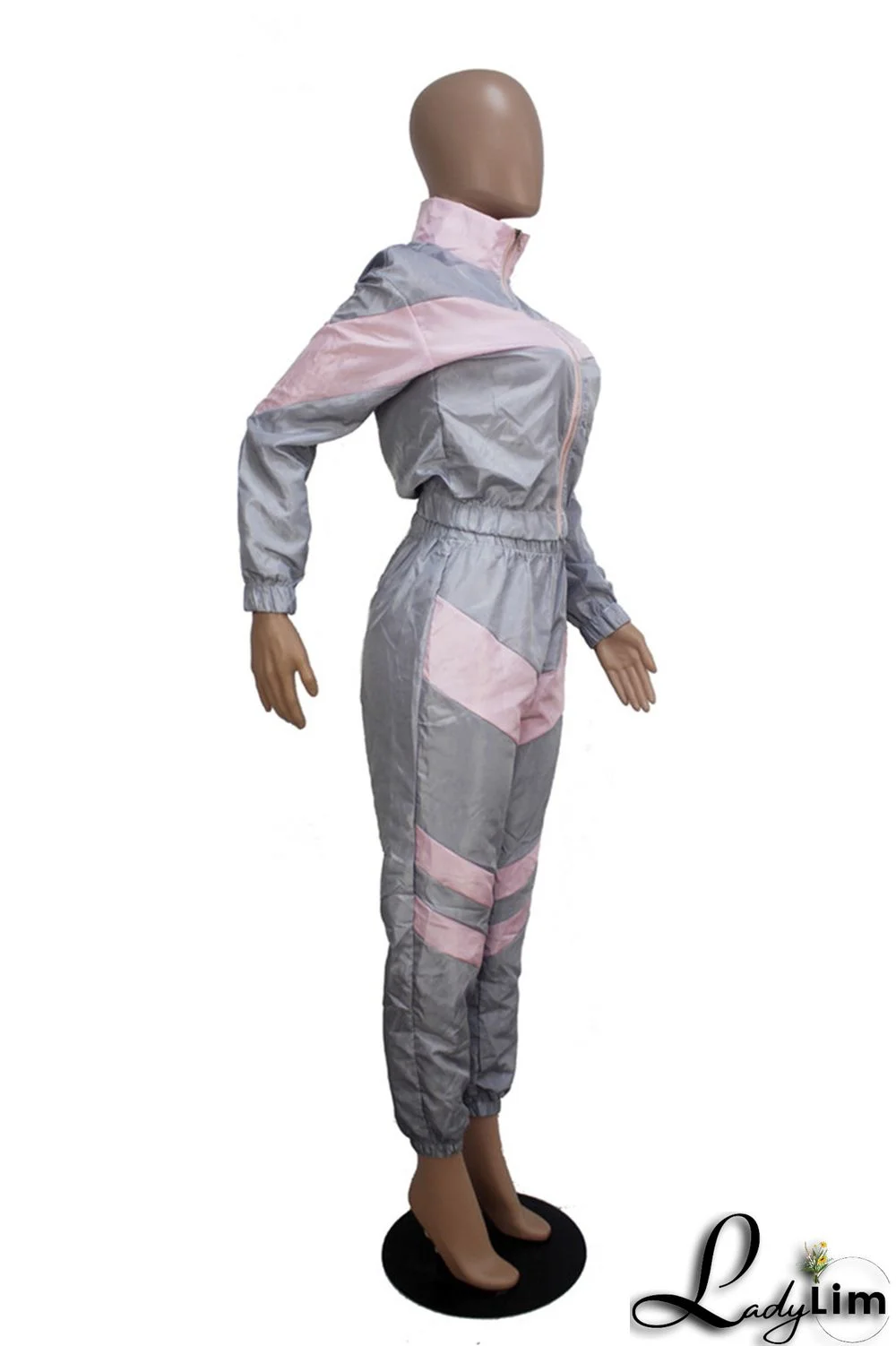 Blue Fashion Casual Patchwork Solid Split Joint Zipper Collar Long Sleeve Two Pieces(Without Pocket)