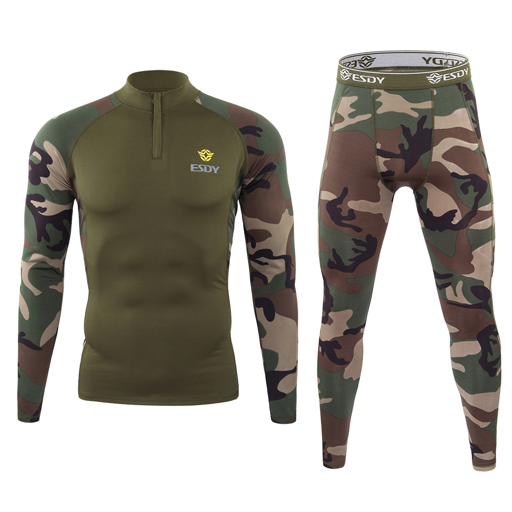 Round Neck 1/4 Zipper Raglan Long Sleeve Camo Slim Sports Underwear Suits Round Neck 1/4 Zipper Raglan Long Sleeve Camo Slim Sports Underwear Suits