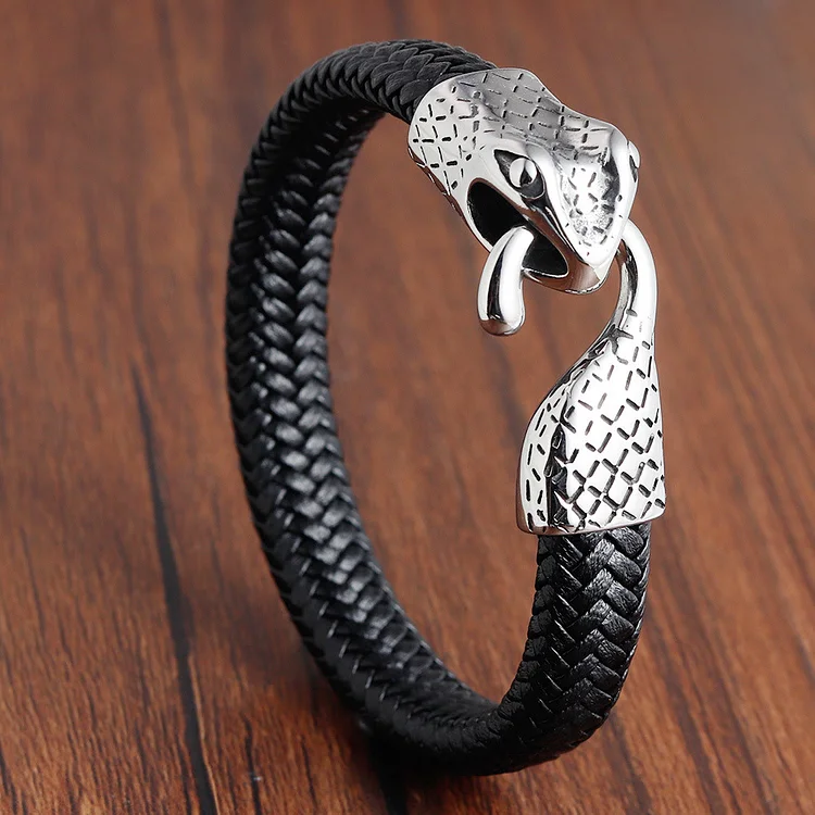 Coutureaura Snake Head Leather Bracelet