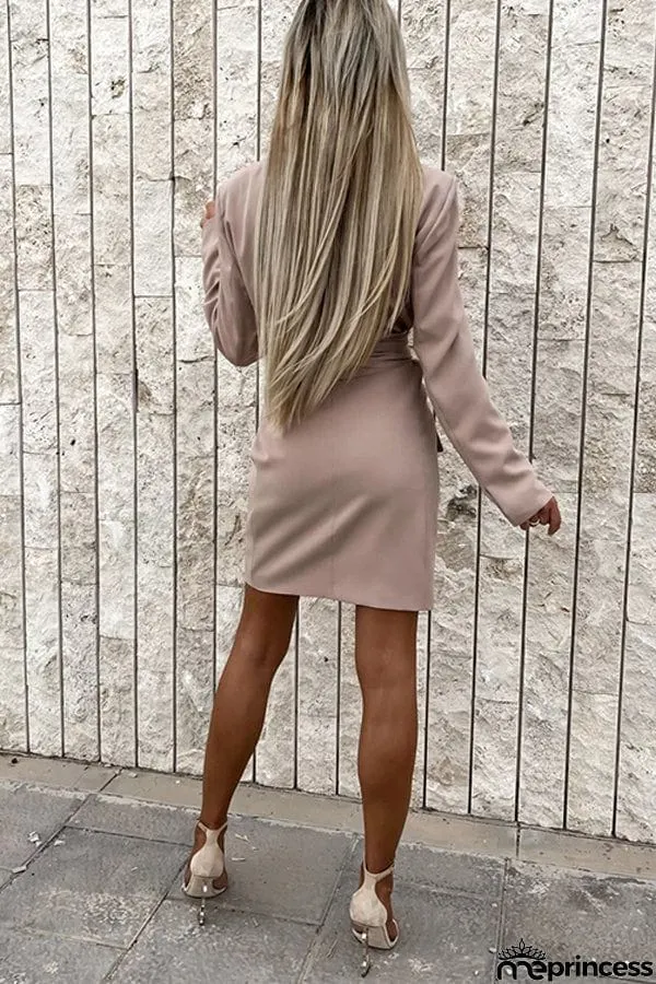 Loose Multicolor Suit Collar Dress