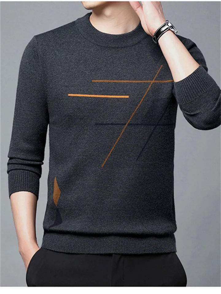 Men's Thick Round Neck Jacquard Sweater | IFYHOME