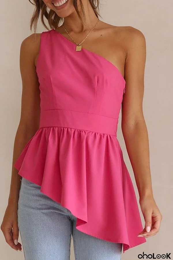 asymmetric hem one-shoulder top