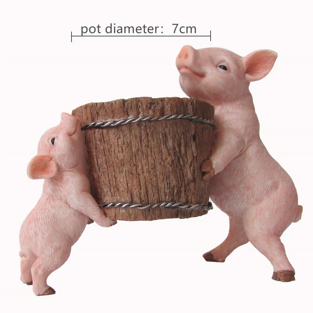 Everyday Collection Cute Pig Animal Figurine Flower Pot Fairy Garden Ornaments Bonsai Home Decoration Gifts For Children