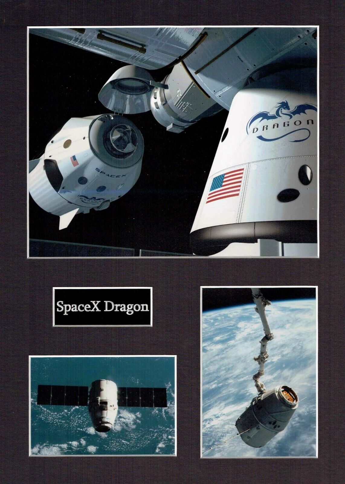 SPACEX Dragon 1 16 x 12 Photo Poster painting Montage Display A, ISS Space EXPLORATION Falcon 9