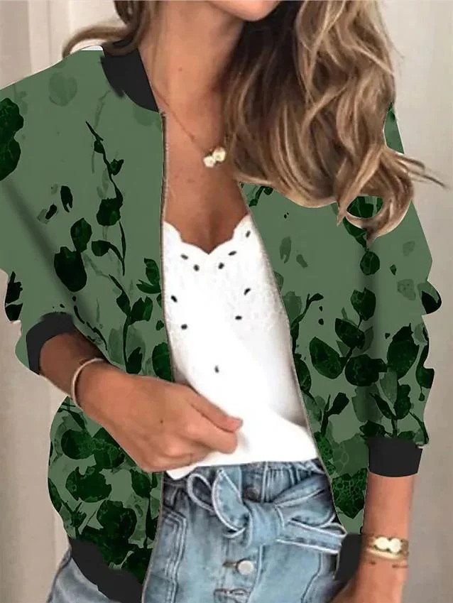 Mayoulove Pattern women zipper jacket-Mayoulove