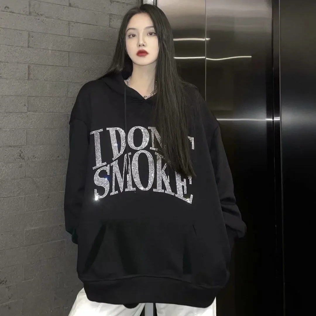 Brownm Don't Smoke Rhinestone Hoodie
