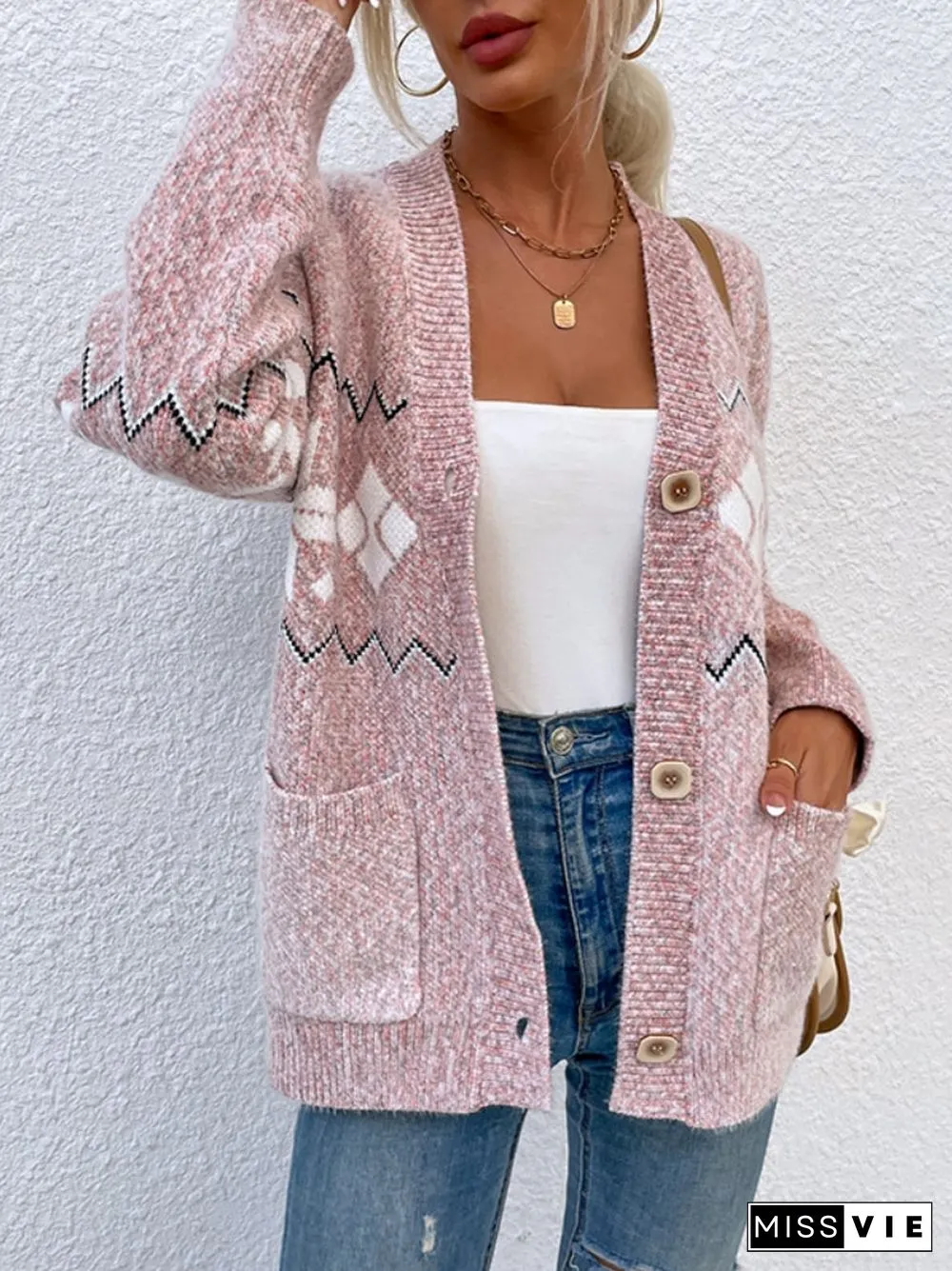 Autumn Winter New Neck Knitted Cardigan Sweater Fashion Street Dress Loose Long Sleeve