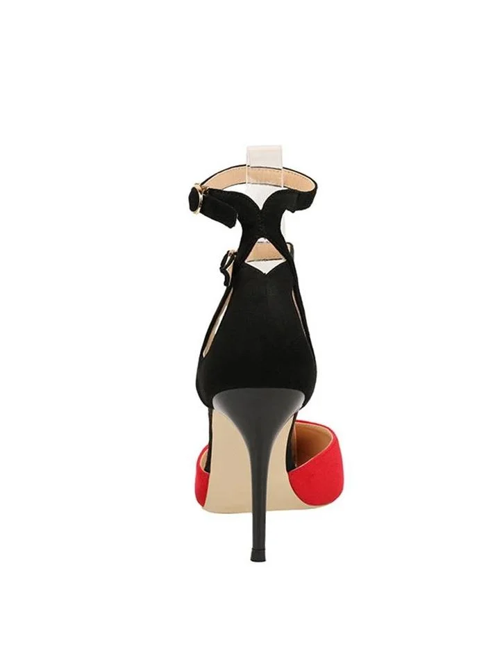 Color Block Stiletto Heel Suede Sandals