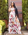 Strap Tube Floral Printed See Through Maxi Dresses