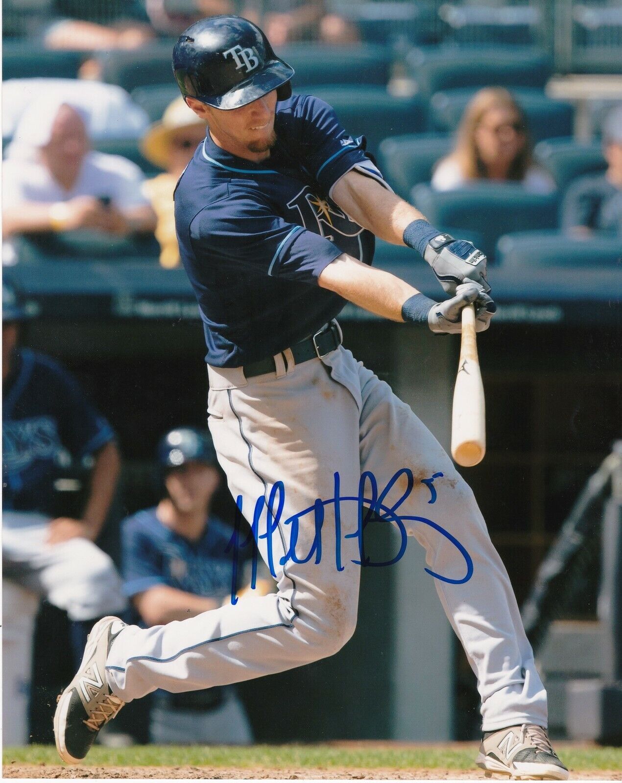 MATT DUFFY TAMPA BAY RAYS ACTION SIGNED 8x10