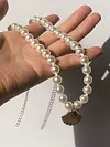 Simple Single-Layer Geometric Round Bead Scallop Necklace