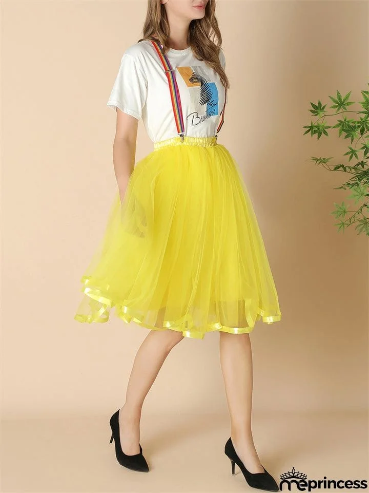 Fashion Christmas Thin Multi-layer Rainbow Puffy Skirt