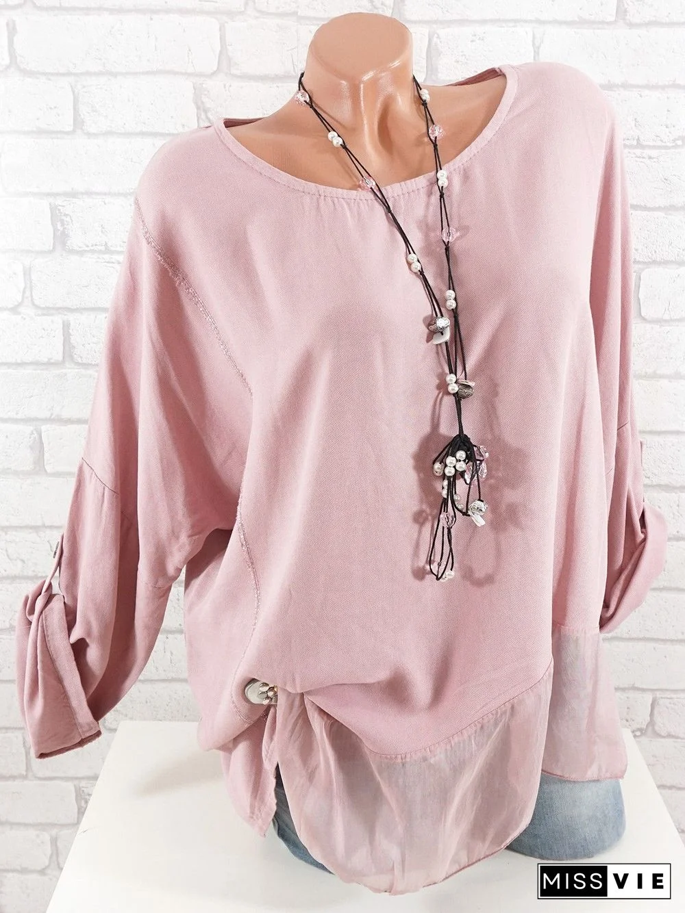 Women Long Sleeve Scoop Neck Printed Tops