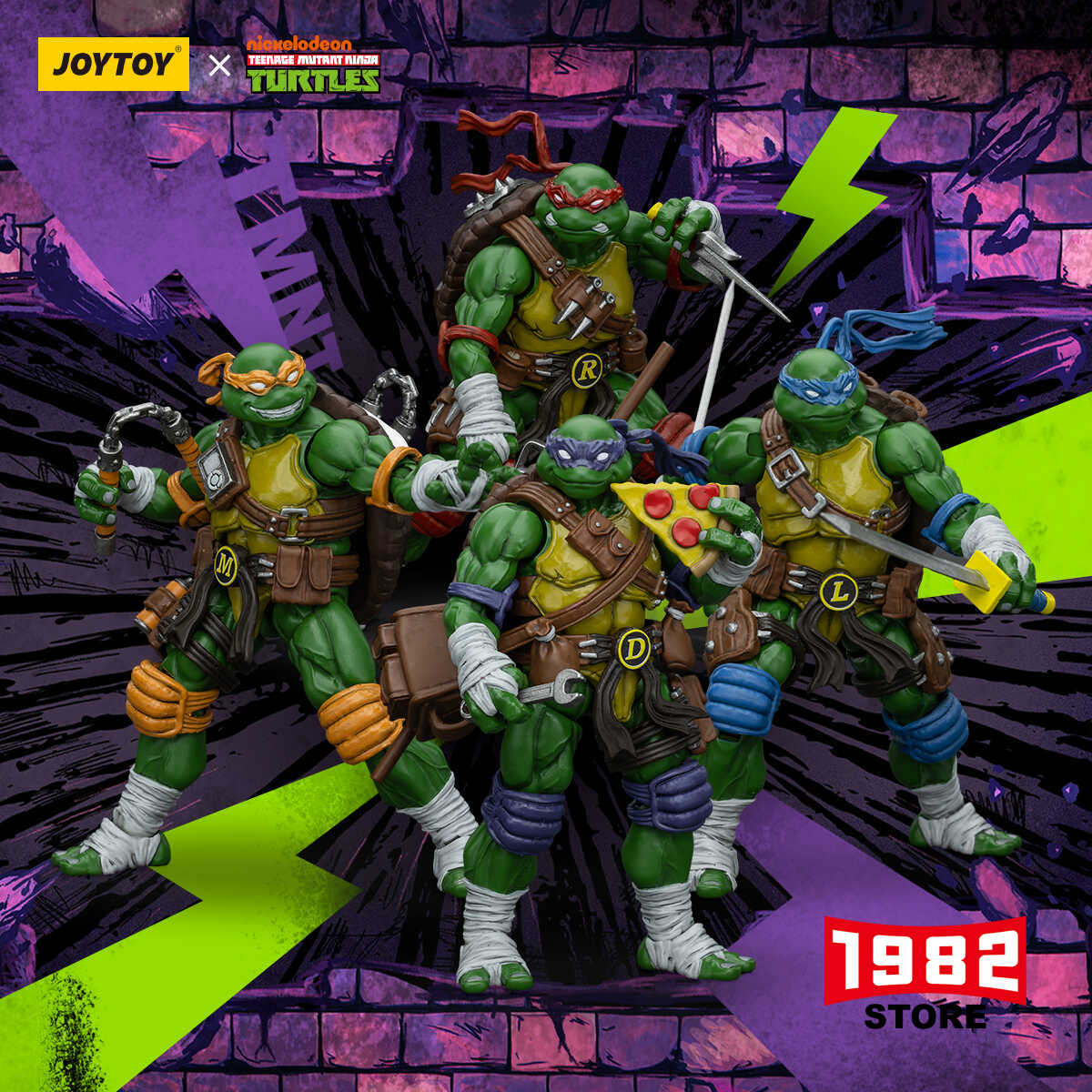 JOYTOY 1/18 Teenage Mutant Ninja Turtles Action Figure - Raphael/Leonardo/Donatello/Michelangelo Collectible Toy, TMNT Movie Character Model for Gift & Collection