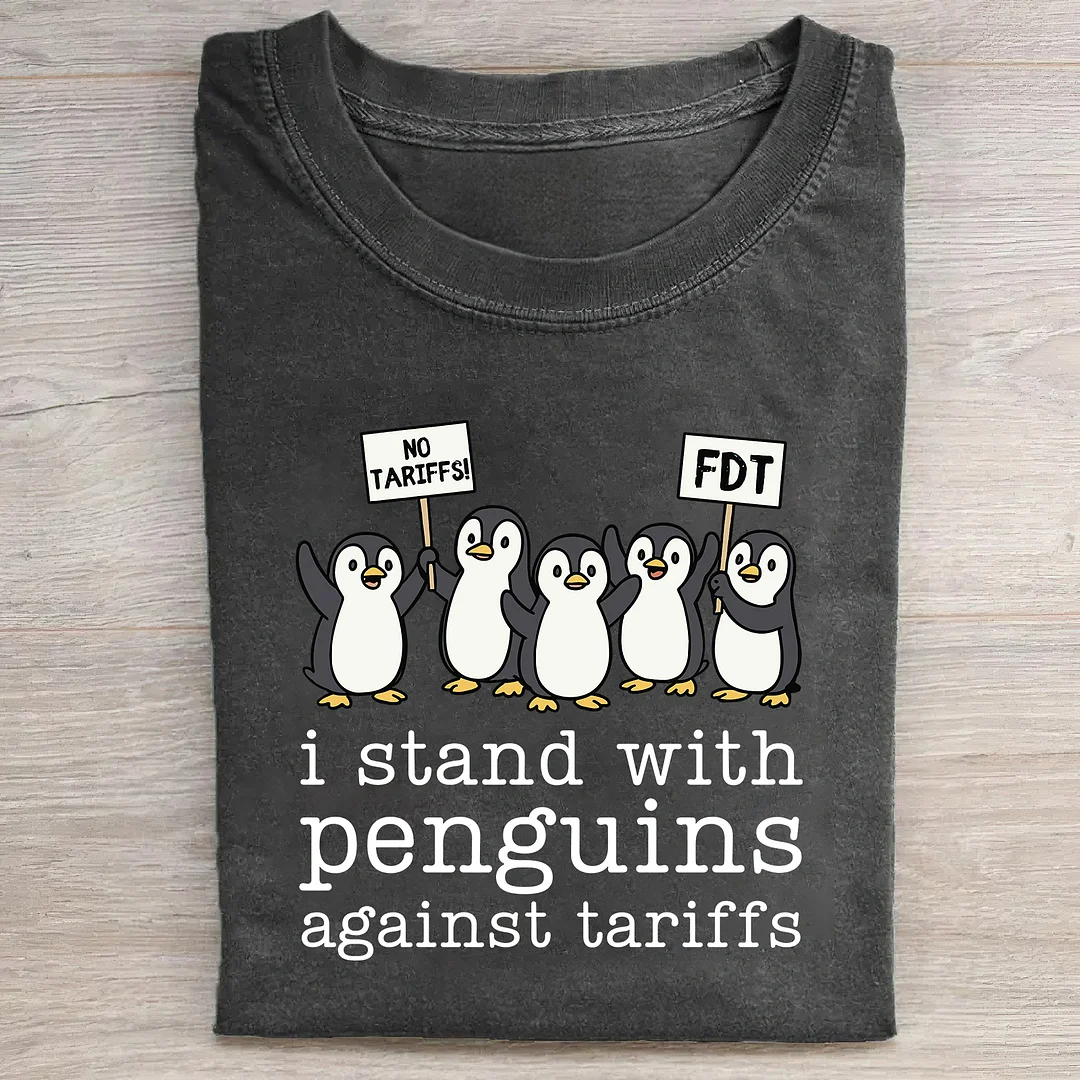 I Stand With Penguins Against Tariffs T-shirt