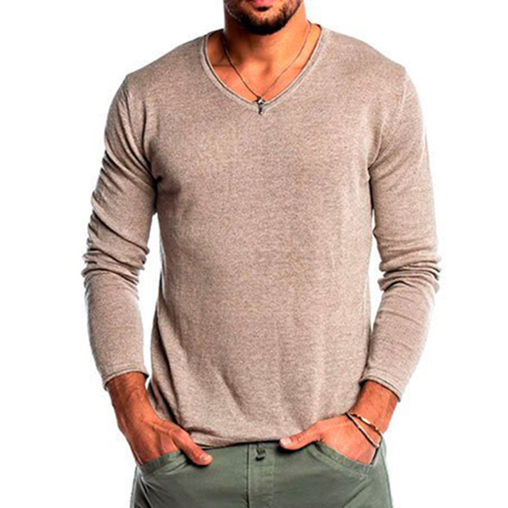 Download Plain Casual V-Neck Loose Men's T-shirt