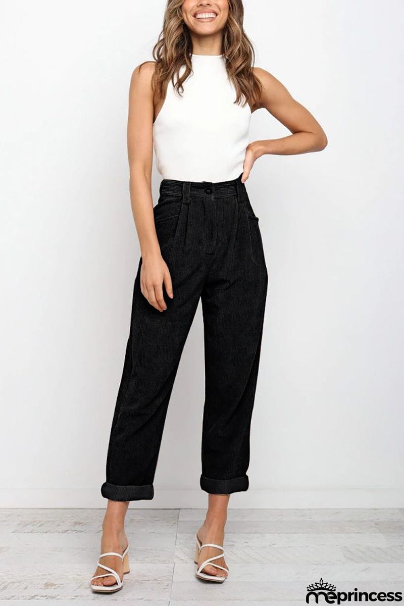 High Waisted Baggy Corduroy Pant