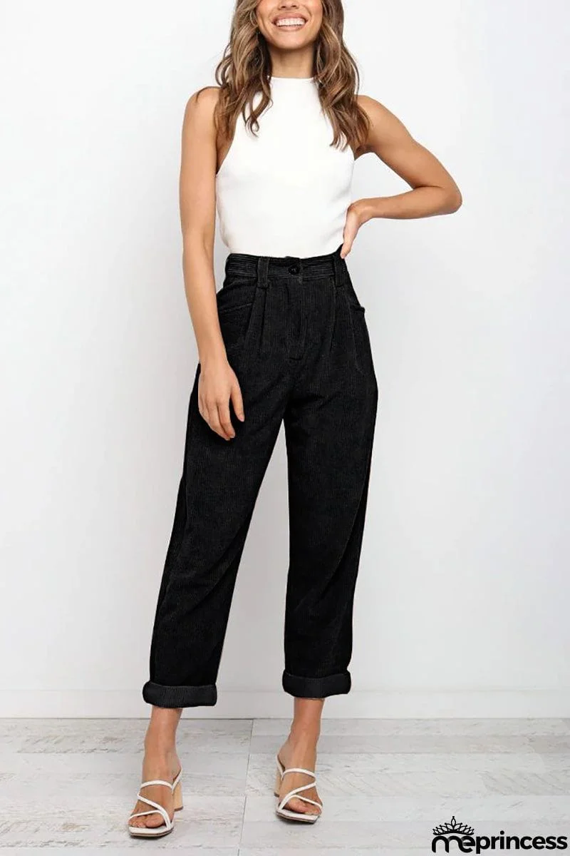 High Waisted Baggy Corduroy Pant