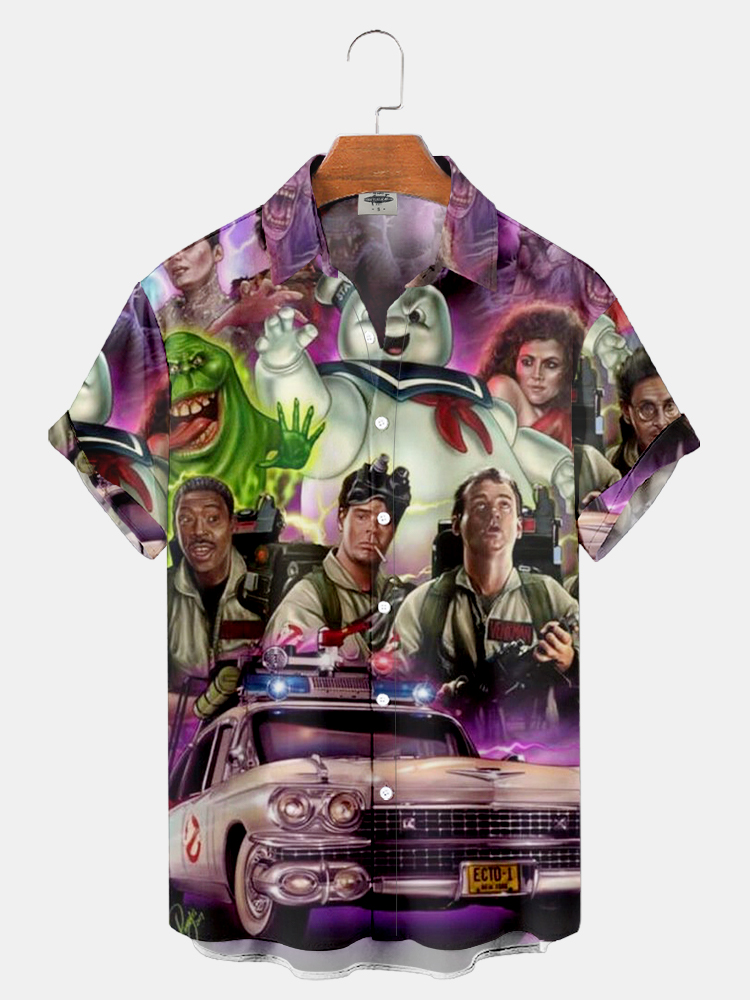 Men'S Classic Monster Movie Printed Shirt PLUSCLOTHESMAN