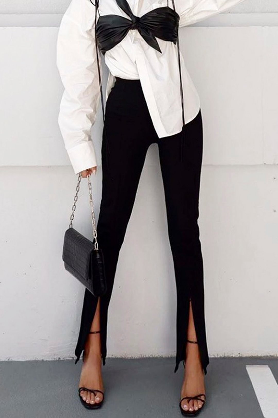 FashionV-FashionV Mid-rise Slit Trousers
