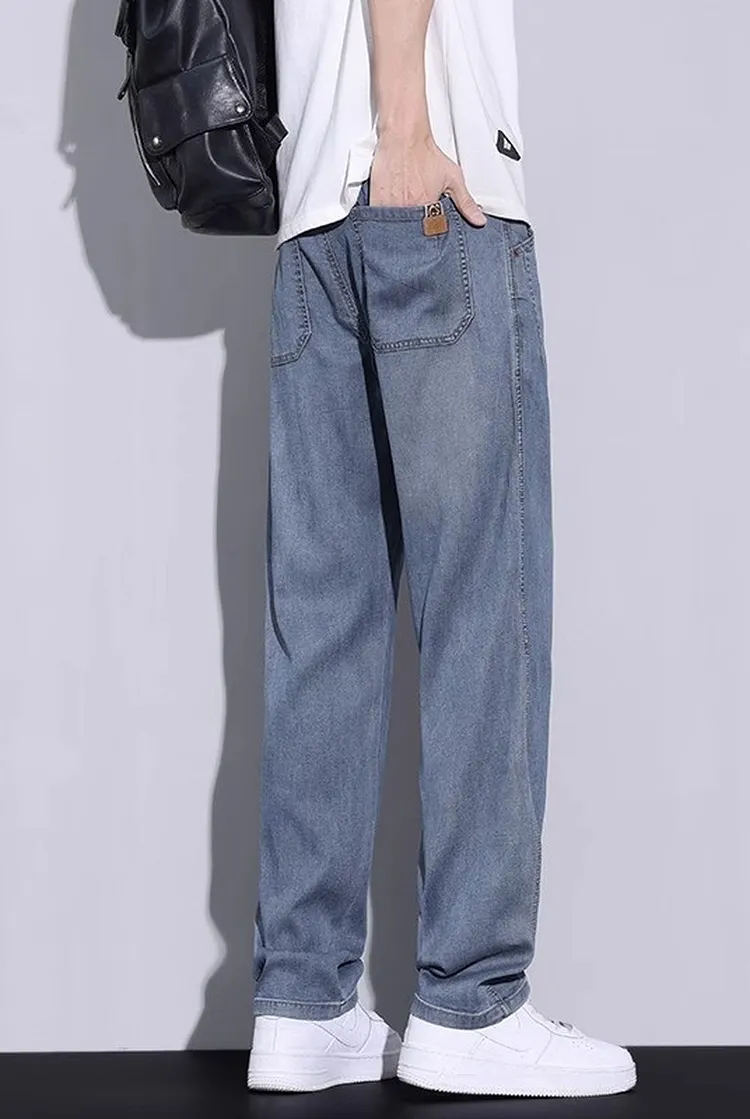 Relaxed Fit Denim Pants for Men