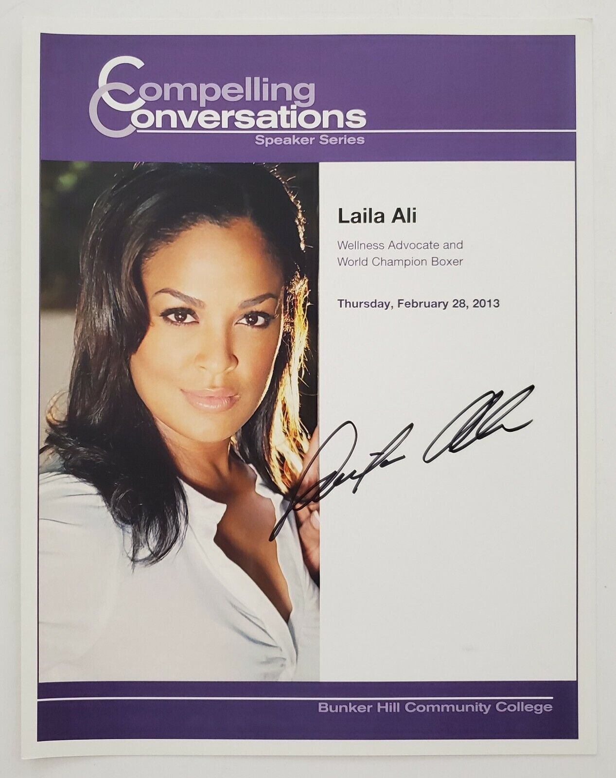Laila Ali Signed Compelling Conversations 1 Sheet Program Boxer Rare RAD