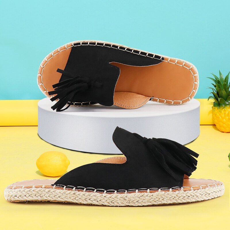 Women's Slippers Resorts Tassels Handmade Sewing Summer Shoes Brand Designer Slides Women Flat Slippers Beach Outdoor Holidays