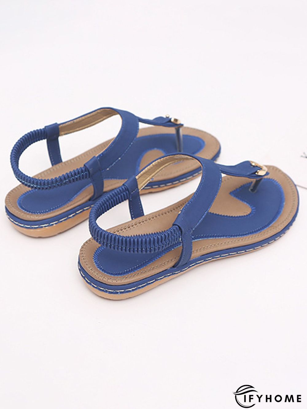 Women's Beach Metal Buckle Trim Flip-On Sandals | IFYHOME