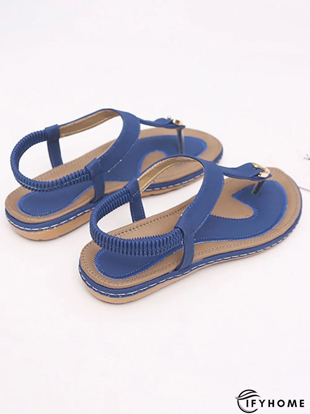 Women's Beach Metal Buckle Trim Flip-On Sandals | IFYHOME