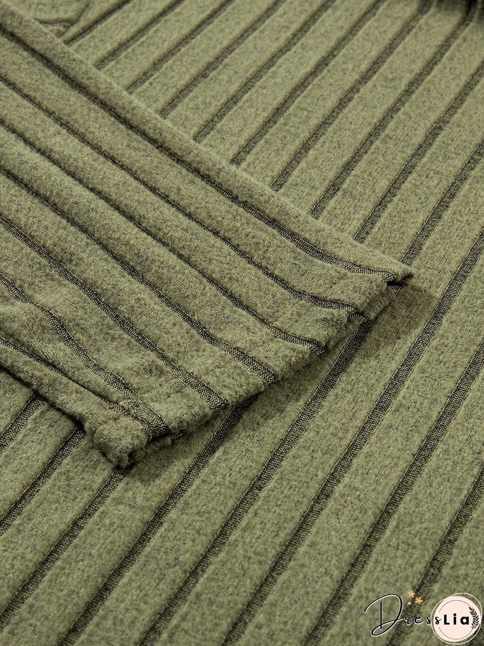 Jungle Green Ribbed Knit Cozy High Neck Two-Piece Pant Set