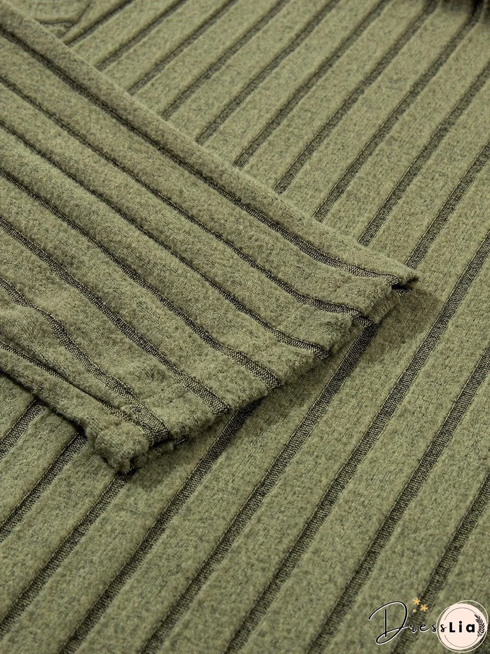 Jungle Green Ribbed Knit Cozy High Neck Two-Piece Pant Set