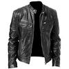 Men's Vintage Motorcycle Pocket Full Zip Leather Jacket by Inlyline