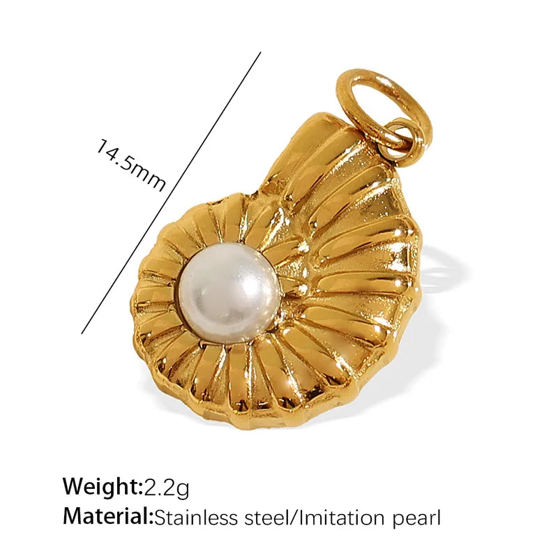 1 Piece 14.2*9.3mm 304 Stainless Steel Artificial Rhinestones 18K Gold Plated Moon Heart Shape Horseshoe Pendant Jewelry Accessories