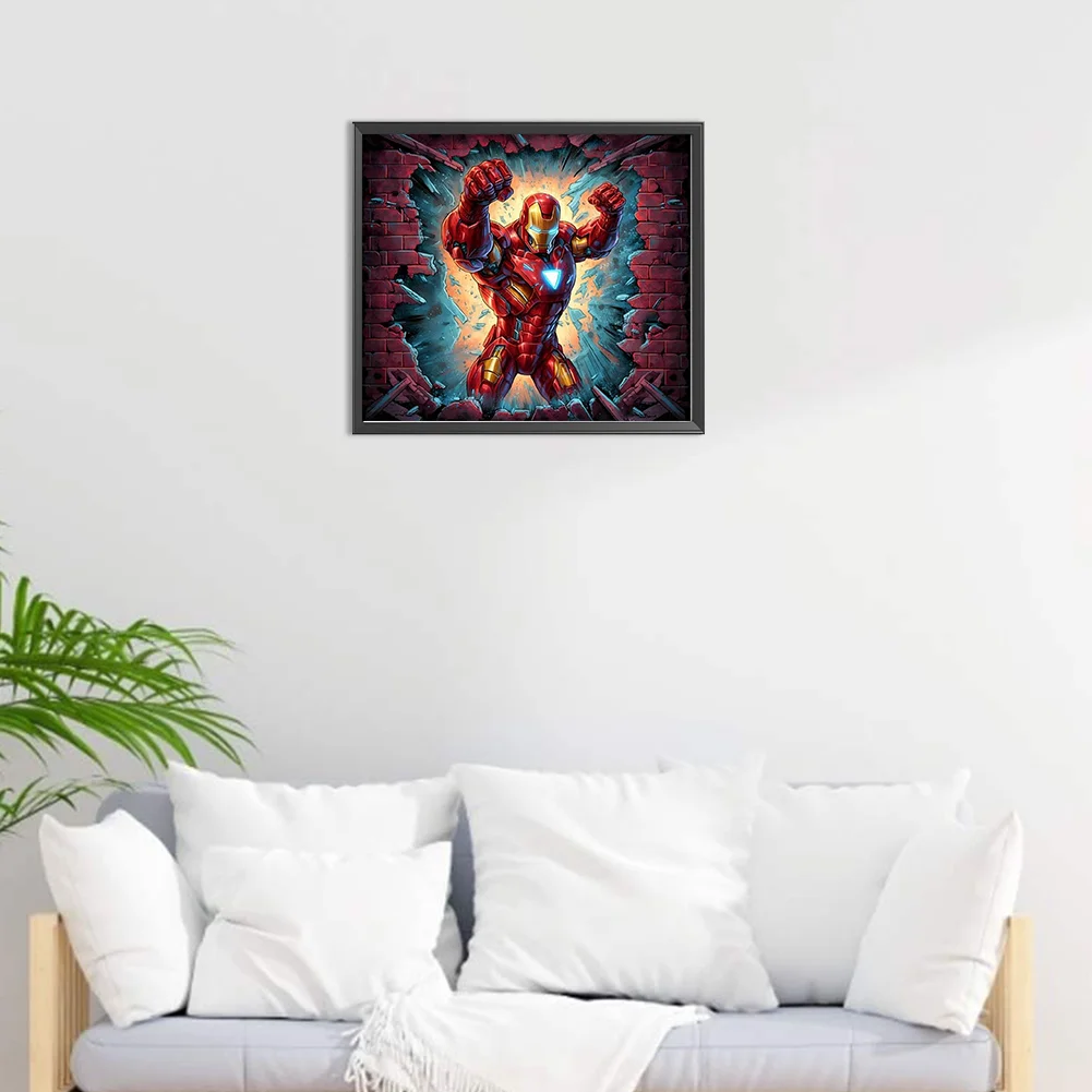 Diamond Painting - Full Round Drill - Iron Man Breaking Wall(Canvas|40*35cm)