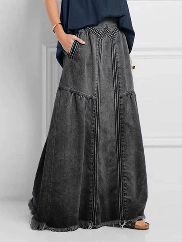 Loose Denim A-Line Skirt