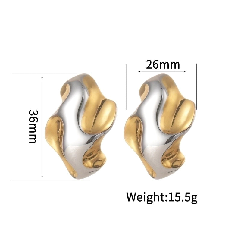 1 Pair IG Style Artistic Geometric Color Block Plating Titanium Steel 18K Gold Plated Ear Studs