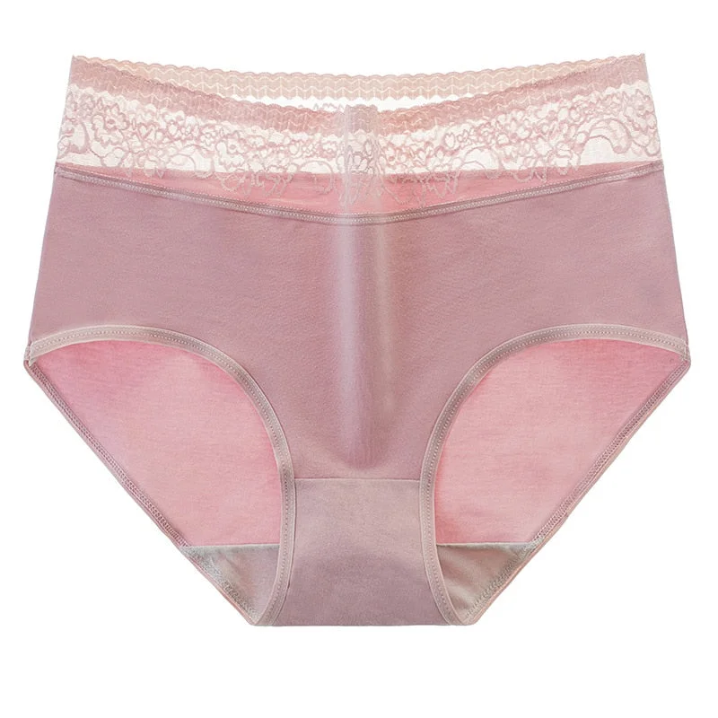 Women's Cotton Underwear Sexy Lace Panties High Waist Solid Color Underpants Seamless Women's Briefs Plus Size Female Lingerie